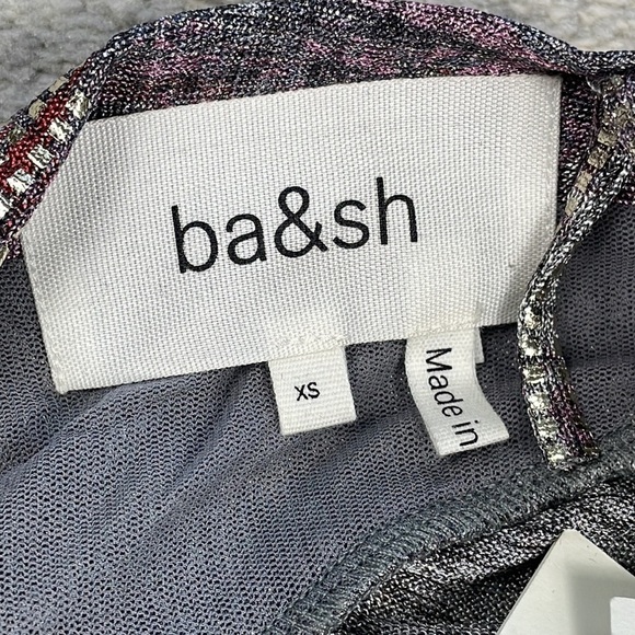 NWT BA&SH Salina Lady Metallic Silver Gray Open Back Party Dress Sz XS - Picture 11 of 15